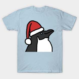 Portrait of a Christmas Penguin in Santa Hat T-Shirt